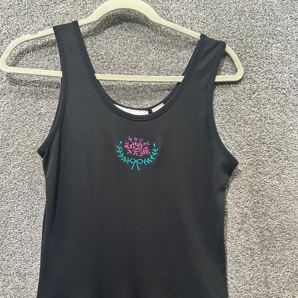 VTG Bermuda Run A Lien‎ Midi Dress Women Large Black Embroidered Sleeveless - Picture 6 of 12